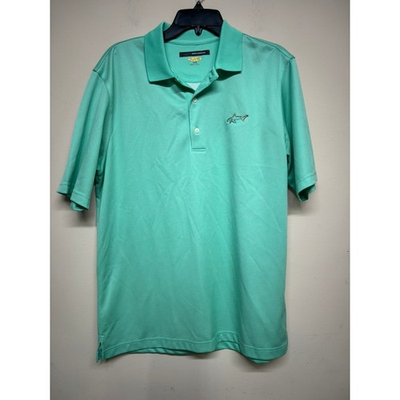 #ad #ad Greg Norman Shark Logo Polo Shirt Mens Medium Teal Play Dry Golf Performance $18.00