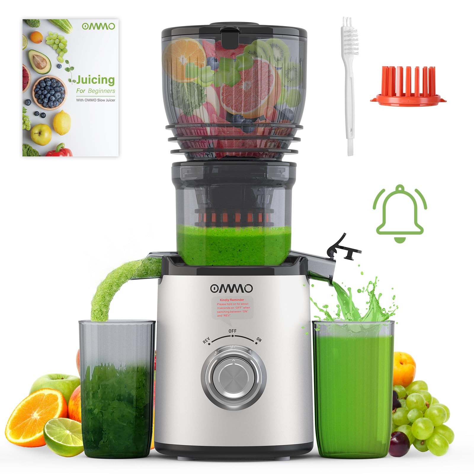 Juicer Machines, 300W Cold Press Juicer for Whole Vegetables & Fruits with 6'...