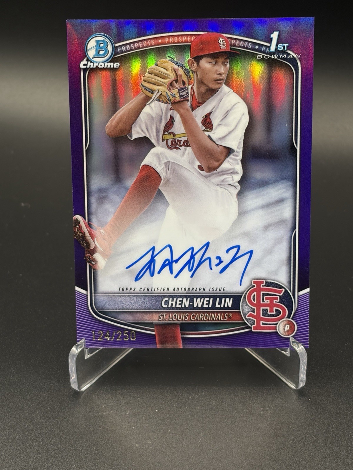 CHEN-WEI LIN 2025 BOWMAN CHROME #CPA-CL PURPLE REFRACTOR AUTO /250