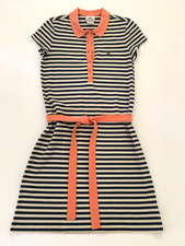 Lacoste Womens 5 Snap Belted Stripe Polo Dress Croc Gator 36 2 0 Preppy Blue