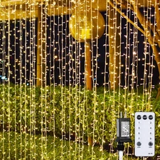900 LED 30 x 9.5 Ft Christmas Curtain Lights 8 Modes Outdoor Fairy Lights wit...