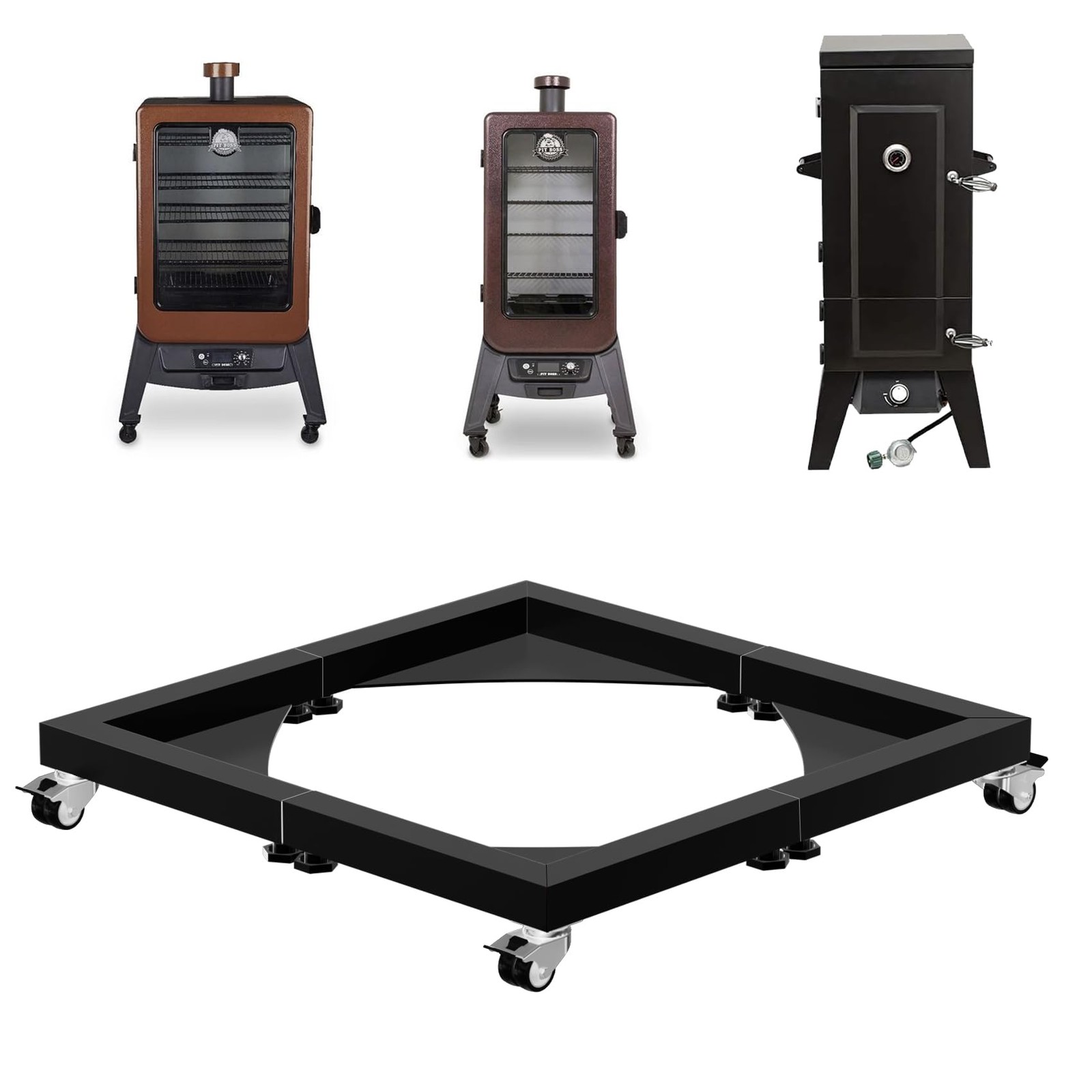 Heavy Duty All Steel Smoker Stand with Rolling Wheels Base f