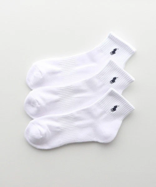 POLO RALPH LAUREN Unisex Short Socks 3-Pair Set White 3 Sizes 23822