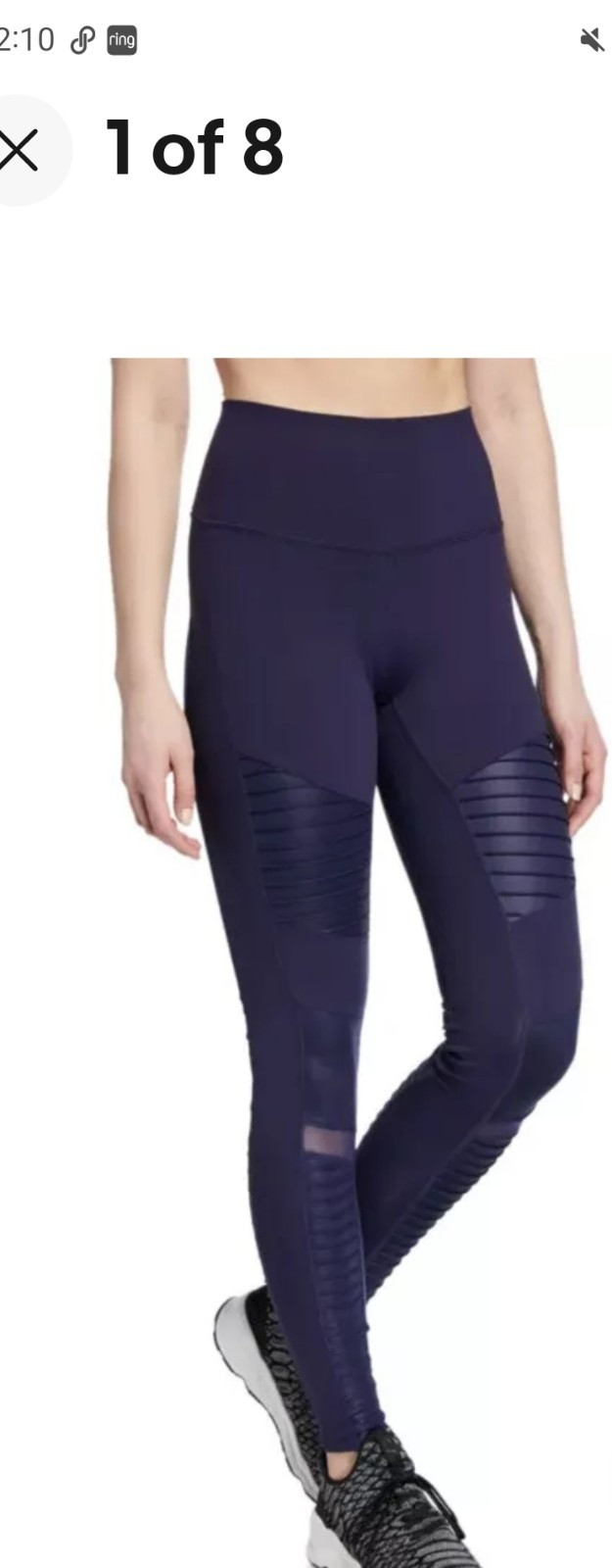 ALO YOGA High Waist Moto Leggings with Mesh Panels Blue Glossy Size Small