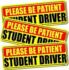 Student Driver Magnet 3 Pack for Cars, Please Be Patient Safety Sign with Large