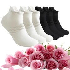 Ankle Athletic Socks 6-Pack for Women-Moisture Wicking, Ribbed Design Multi-C...