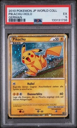 PSA 5 2010 POKEMON JAPANESE WORLD COLLECTION PIKACHU-HOLO GERMAN