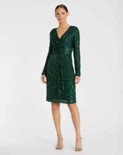 Mac Duggal Long Sleeve Embellished Sequin Cocktail Dress-Size 12  LK 1168 A 