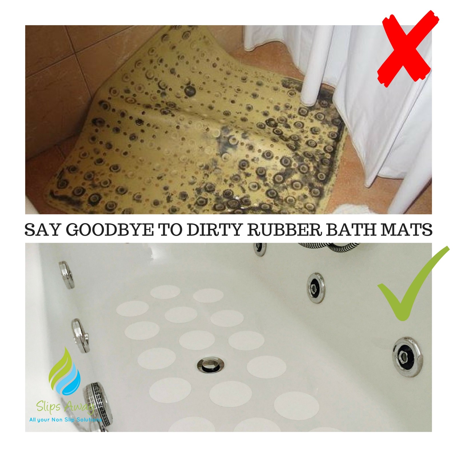 NON SLIP BATH MAT SHOWER TRAY SAFETY STRONG GRIP STICKERS NON RUBBER