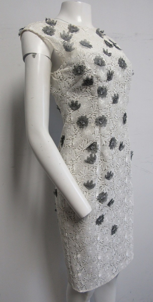 Lela Rose white floral lace with floral applique sleeveless sheath dress sz 2 | eBay Lela Rose white floral lace with floral applique sleeveless sheath dress sz 2 | eBay