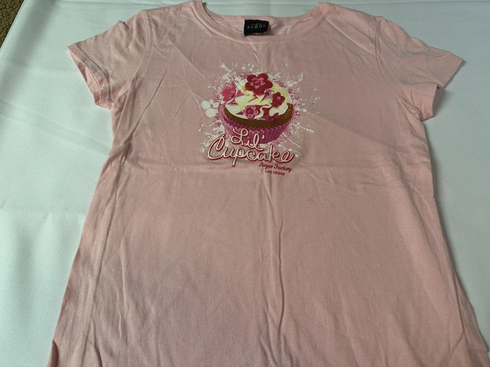 Girls "Sugar Factory /Las Vegas" Graphics LIL CUPCAKE Pnk Sht Slv T Sht Sz XL - Image 2 of 4