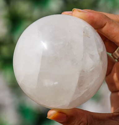 Master Healer 80MM Natural Snow Quartz Stone Chakra Metaphysical Sphere Ball