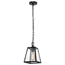 NEW HOME DECORATORS 1-Light Matte Black and Glass Mini Pendant