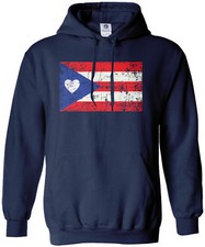 Puerto Rico Flag With Heart Unisex Hoodie Sweatshirt Rican US Pride