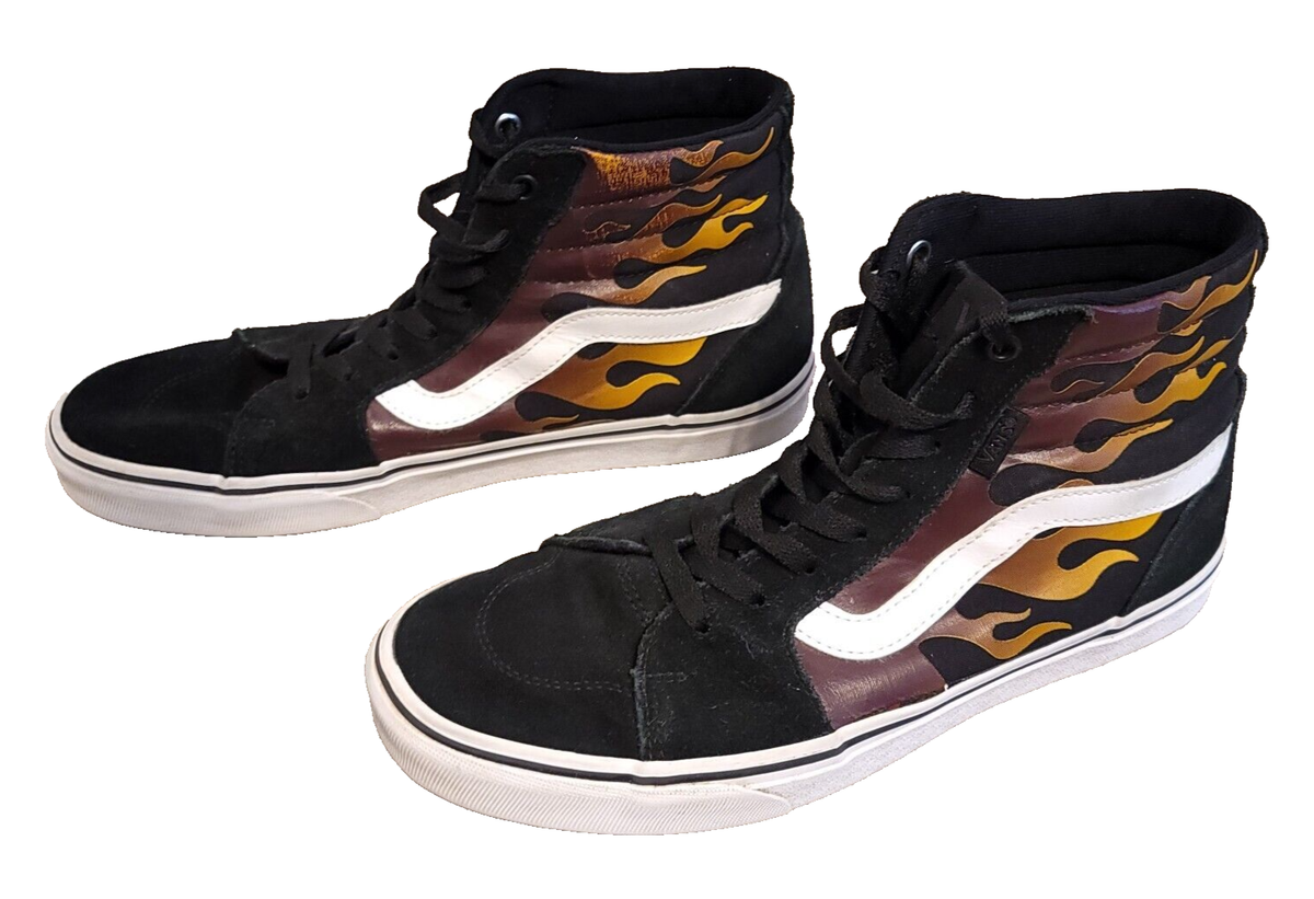 Vans Flame Sk8 Hi Reissue Mens Size 9.5 Black Red Athletic Shoes