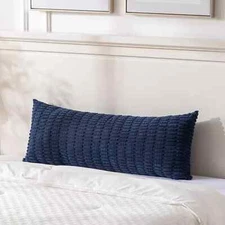 Navy Blue Long Body Lumbar Decorative Throw Pillow Covers 14x36 Inch for Bed Cou
