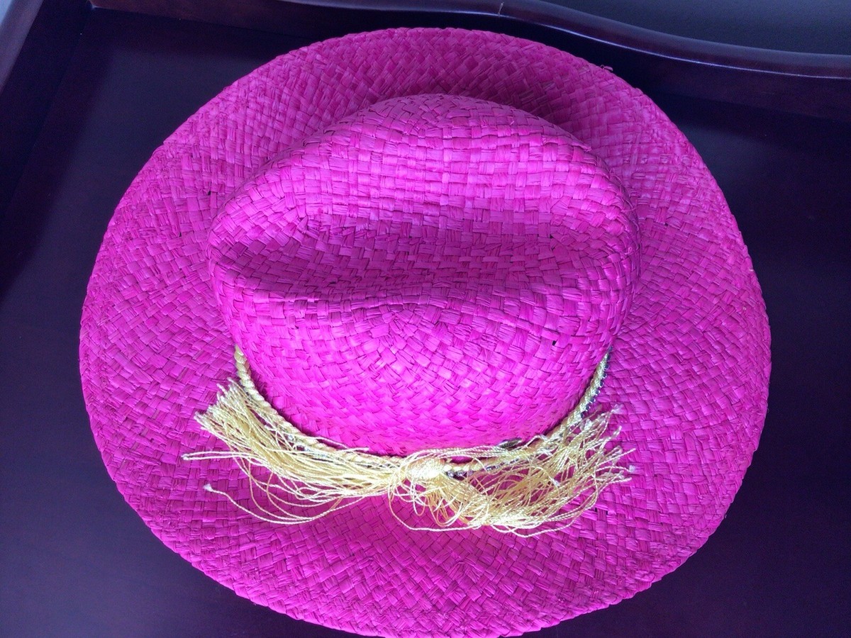 Juicy Couture - Stylish Pink Straw Fedora Hat with Ribbon Juicy Couture Straw Woven Cropped Fedora Hat with  main image 4