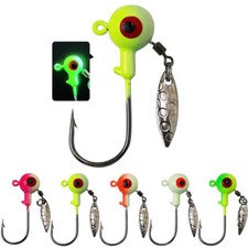 20pcs Underspin Fishing Jig Heads with Willow Blade Bass Trout Lures 1/8 3/16 oz