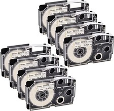 8PK Black Ink White Tape EZ Label Cartridge for Casio KL-60 100 9mm XR-9WE XR9WE