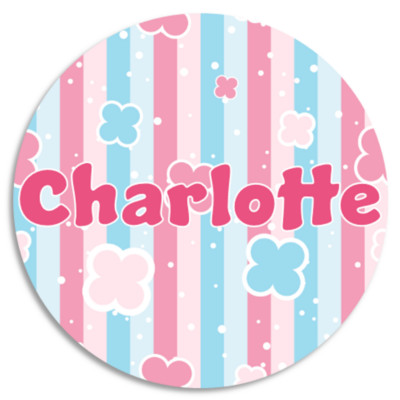 Charlotte - 25 Pack Circle Stickers 3 Inch - Name Water Bottle School Supplies