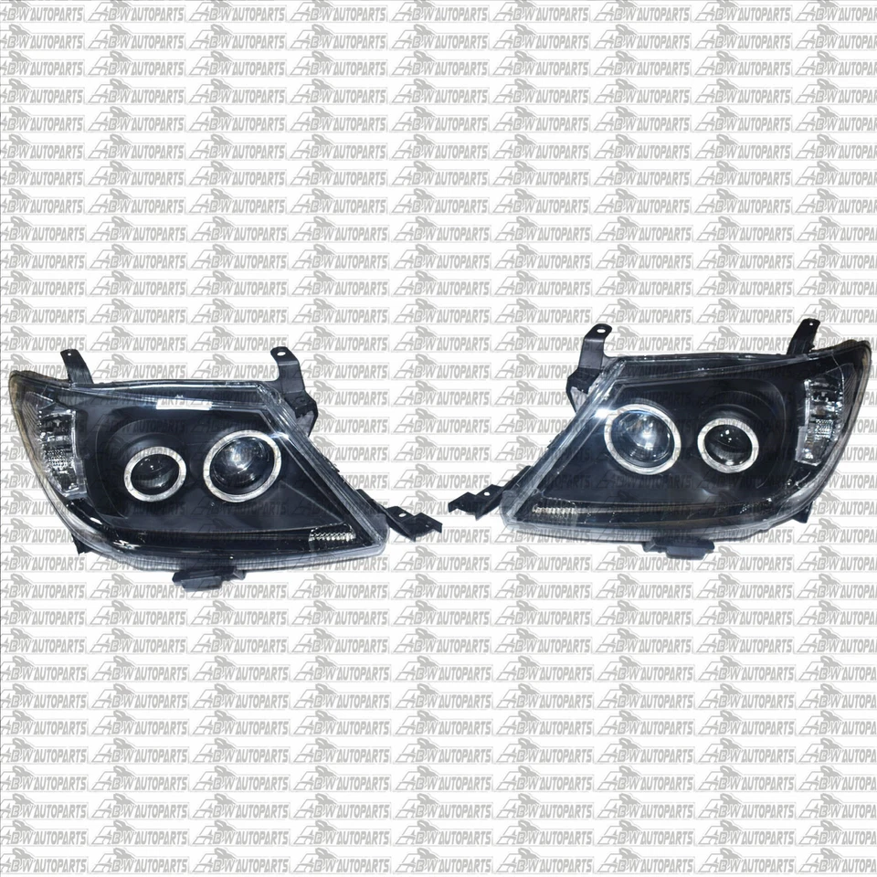 Angel Eyes Headlights LED Fits Toyota Hilux N70 2005-04/2011 Black DRL Projector - image 3 of 4