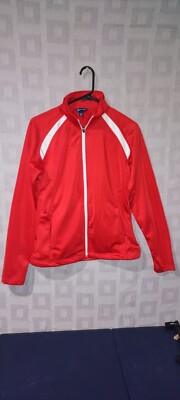 Sport Tec Ladies Tricot Track Jacket Red And White M