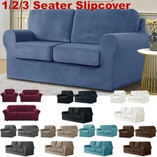 Stretch Sofa Cover Soft Velvet Chair Loveseat Couch Slipcover with Cushion Cover