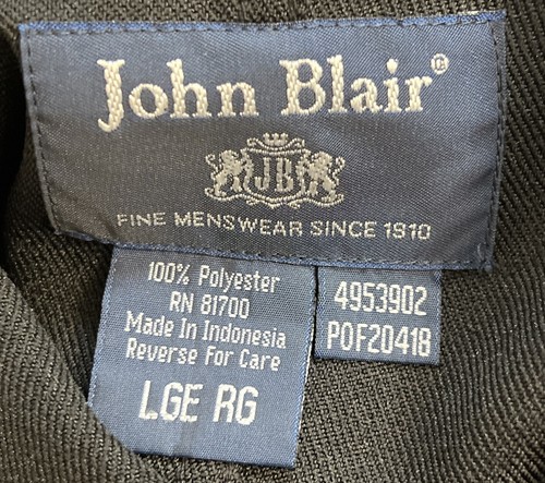 John Blair Black Button Up Collared Jacket Mens Large Front Pockets - Picture 8 of 13