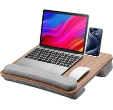 Cushioned Laptop Lap Desk Portable Workstation with Device Ledge Support 15inch