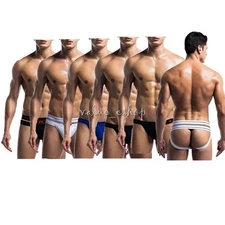 Sexy Men Athletic Supporter Jockstrap Briefs Open Butt Underwear Underpants