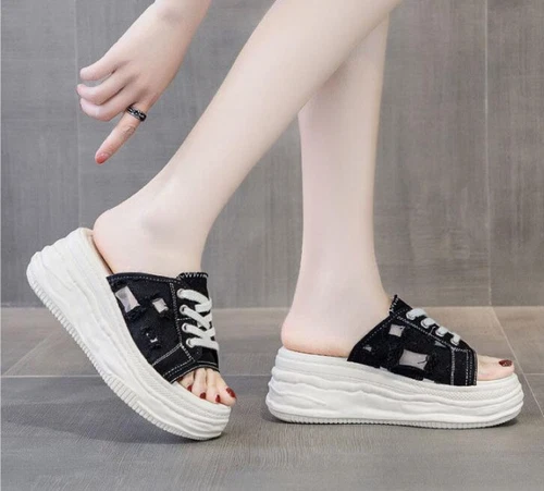 Women Summer Casual Shoes Slides Mules Platform Wedge Sandals Slip On Slippers - Bild 11 von 42