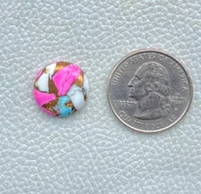 09Ct  Rare Cotton Candy Kingman Turquoise Round Cabochon Pendant Gemstone DK=371