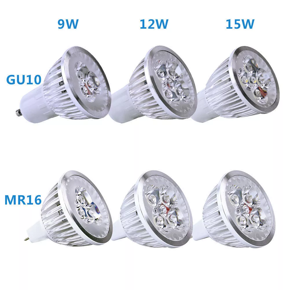 10pcs LED Ultra Bright Spot Light Downlight Bulbs MR16 GU10 12V 220V 12W 15W | eBay