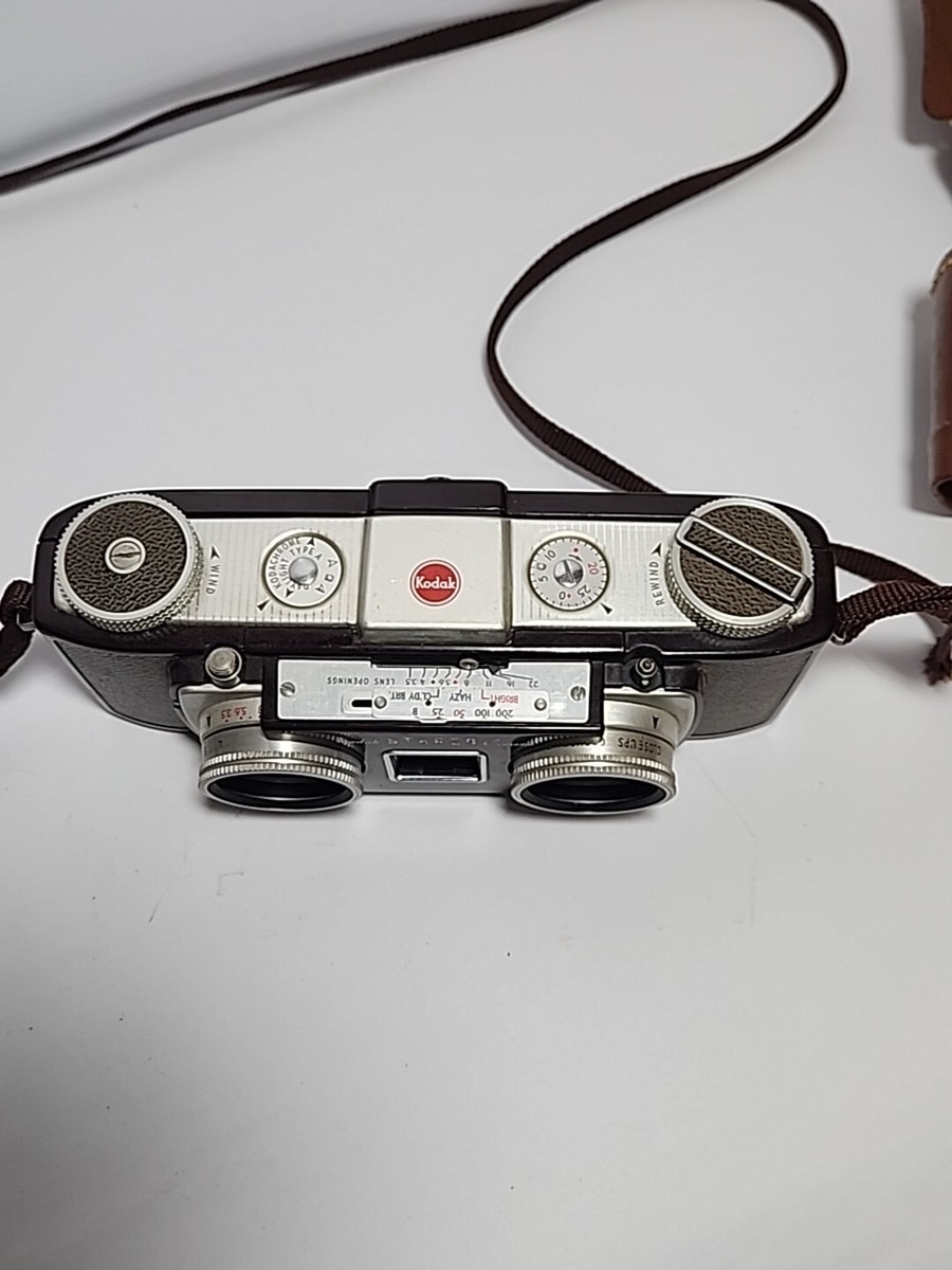 Vintage KODAK STEREO CAMERA 1950's with Original Brown Case