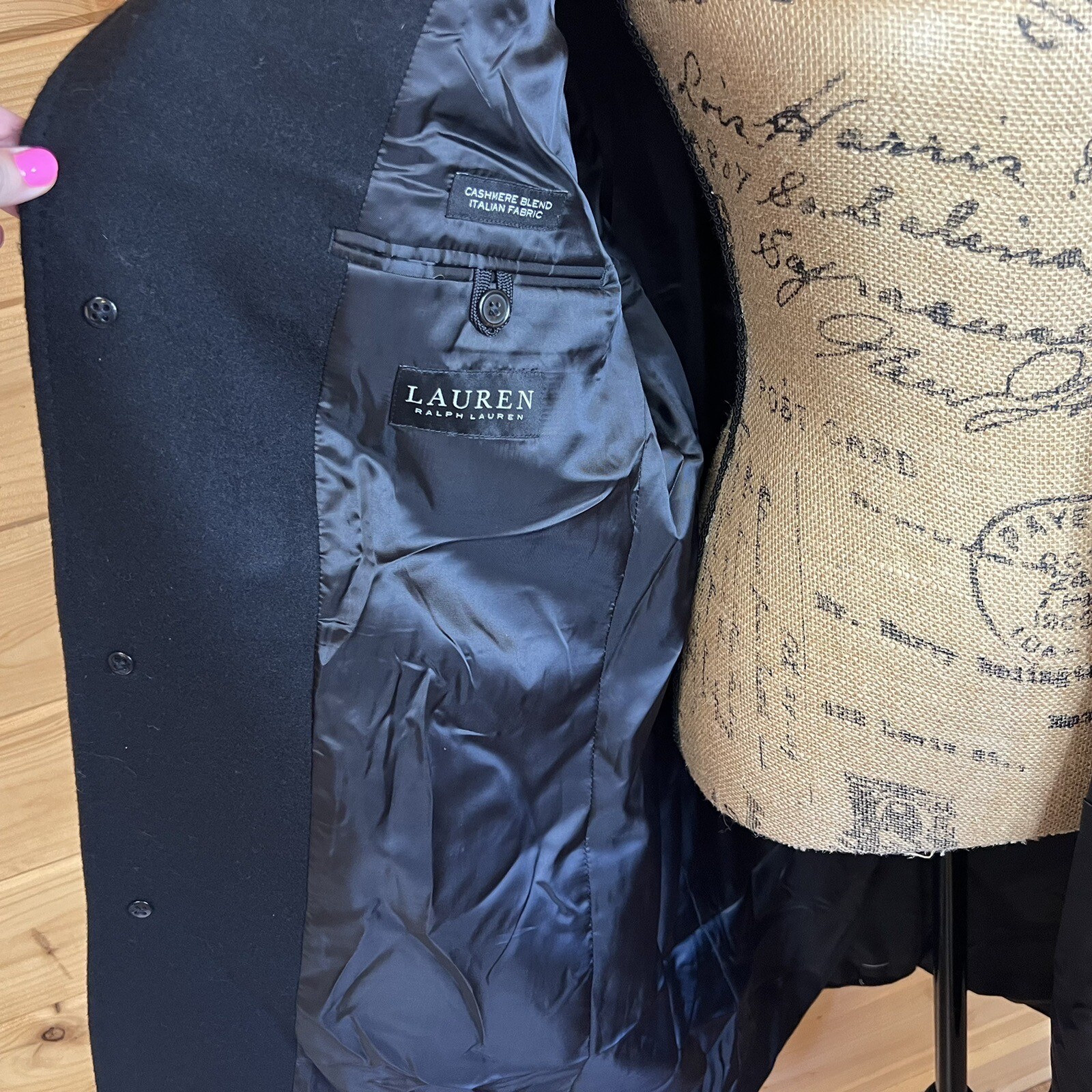 495 Ralph Lauren Men's Black Luther Wool Blend Topcoat Coat Jacket