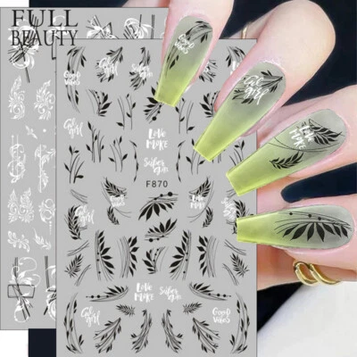 ELFLAND Nail Art Nagel Sticker *Blumen Blätter Feder Schmetterling Ornamente * XXL Bogen