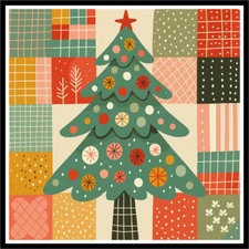 30 Custom Patch Work Christmas Tree Personalized Address Labels