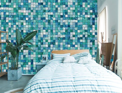 3D Blue Tiles E320 Wallpaper Mural Paper Wall Print Indoor Murals CA Honey