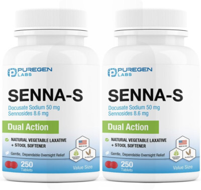 Puregen Senna-S Natural Vegetable Laxative & Docusate Sodium Dual Act 250Tab 2Pk