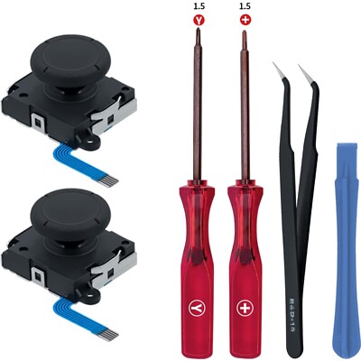 3D Analog Joystick Ersatzset für NS Switch/Switch OLED mit Werkzeugen - Schwarz