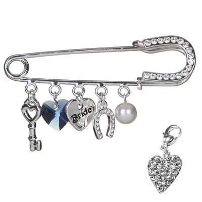 Equilibrium Hochzeit versilbert ''Braut Pin'' Andenken - alt neu geliehen blau