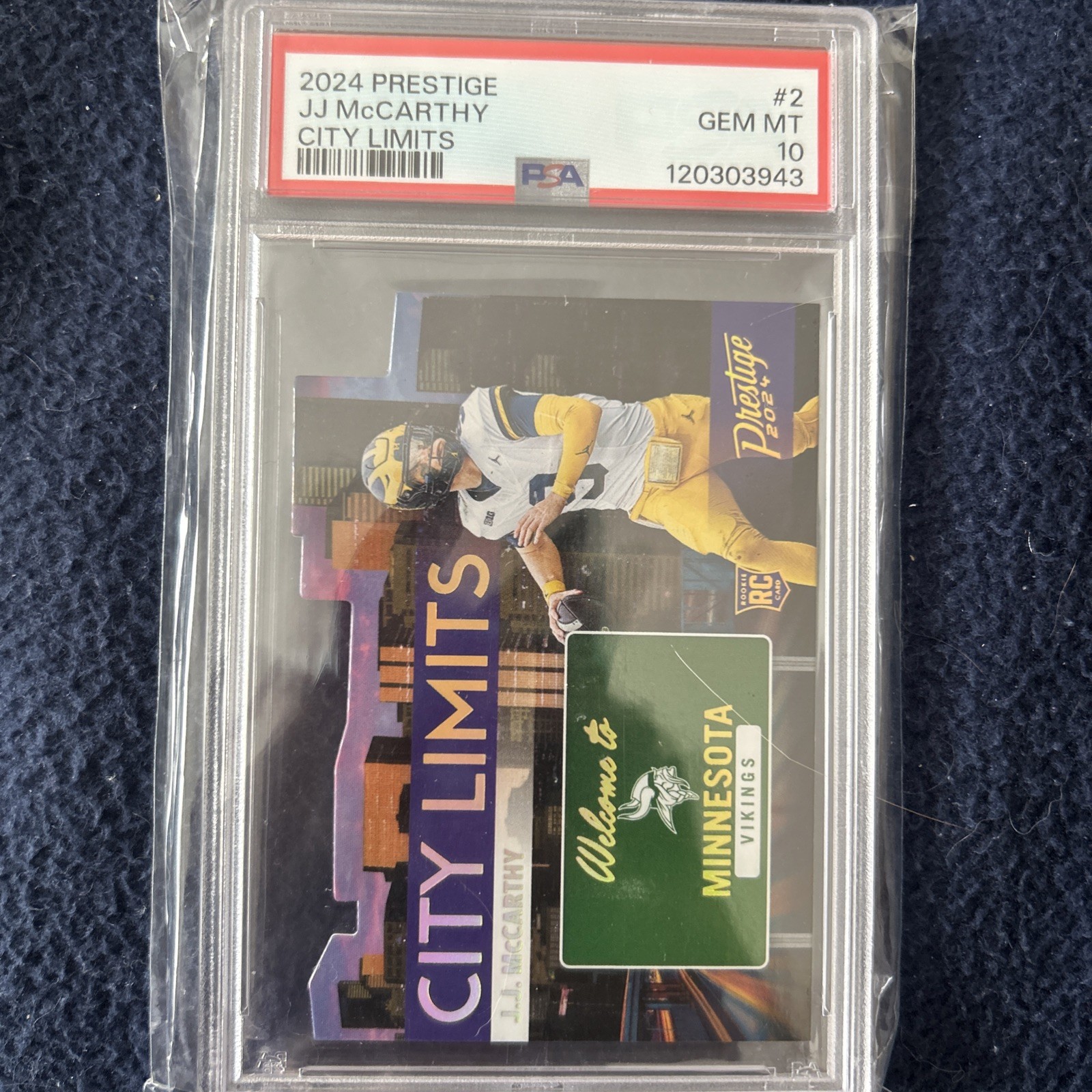 2024 PANINI PRESTIGE CITY LIMITS #2 JJ MCCARTHY ROOKIE RC PSA 10