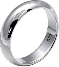 silver wedding band size H 3mm thickness