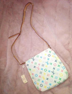 Louis Vuitton Murakami Multicolor Monogram White Small Shoulder Bag Zip Strap