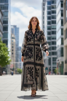 #ad MNG Mango Chiffon Floral Print Maxi Dress SIZES SML $19.95