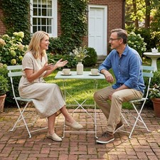 Outdoor Bistro Set Folding Patio Furniture Set for 2 White Green