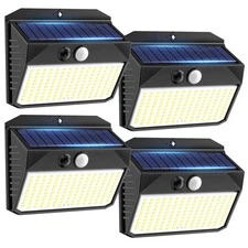 SEZAC Solar Lights Outdoor 150 LED, 4 Pack Solar Motion Sensor Outdoor Lights