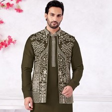 3 Pc Indian Mens Designer Wedding Bollywood Traditional Wear Kurta Payjama Set