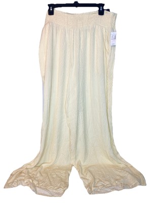 Maurices Women's Cream Striped Wide Leg Pants Boho High Rise Lounge Size XXL