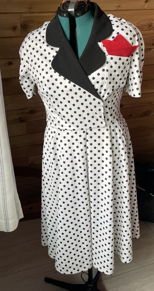 Bettie Page Polka Dot Shirtdress NWOT Black Lapel Sz XXL Retro
